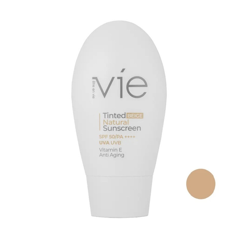 کرم ضد آفتاب بژ طبیعی صورت وی اتقه ان وی spf50 مدل Anti Aging محافظ در برابر UVA & UVB مناسب برای انواع پوست حجم 50 میلی‌لیتر