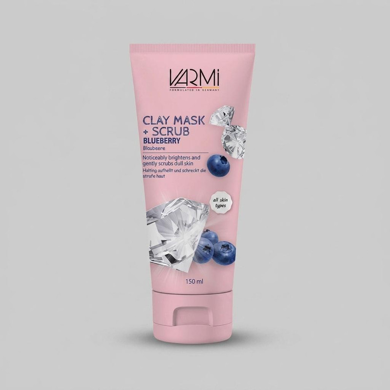 ماسک کرمی صورت و بدن وارمی مدل بلوبری 150 میلی‌لیتر با خاصیت آبرسانی، روشن‌کننده و پاکسازی عمقی منافذ، حاوی ویتامین C، کائولین و بنتونیت، مناسب انواع پوست و پوست‌های خشک